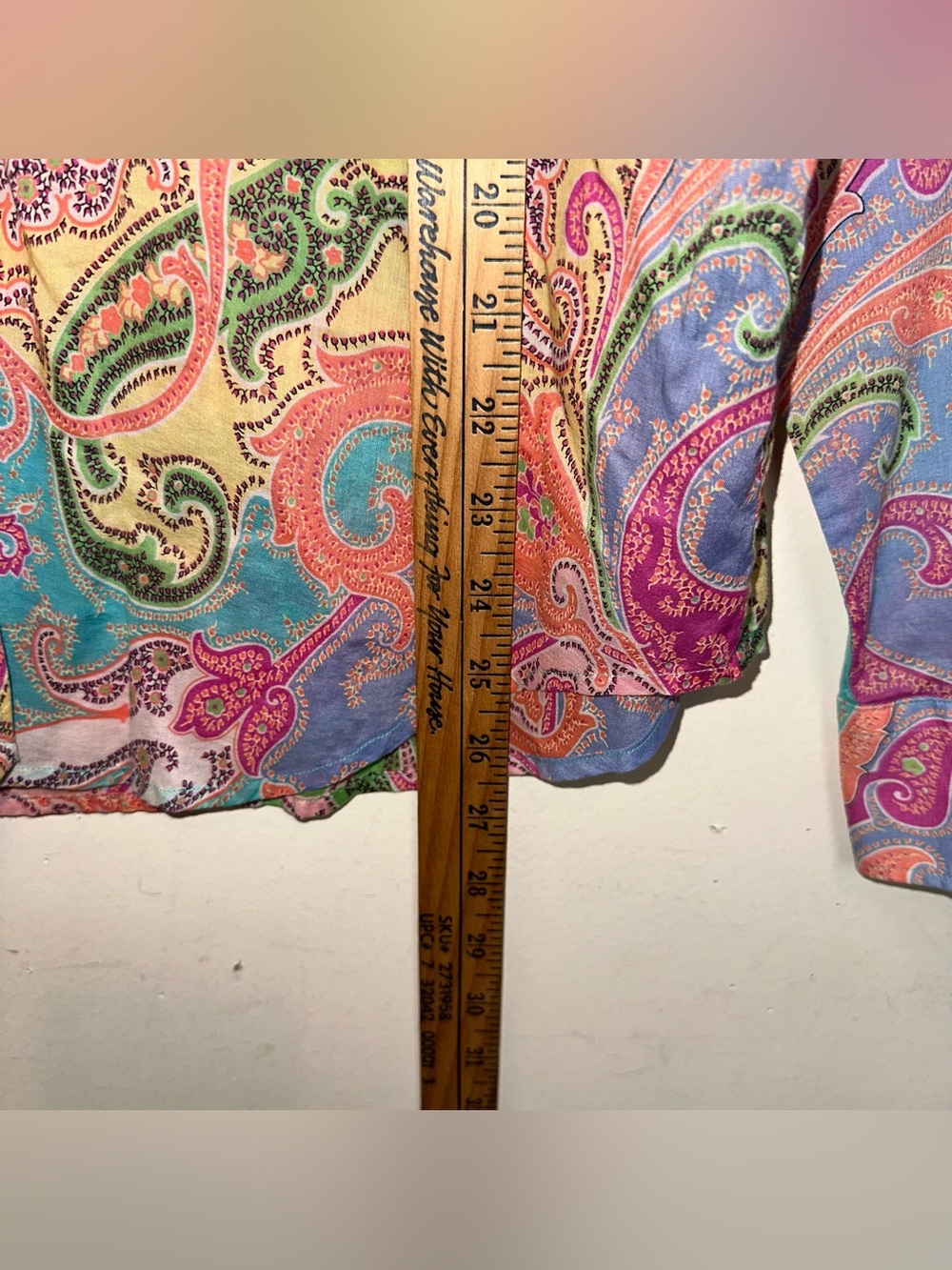 VTG Lauren Ralph Lauren Shirt SZ Large 100% Cotton Pink Paisley Floral Button Up - Picture 7 of 7